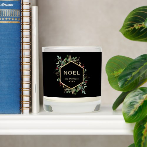 Gilded Greenery on Black  Christmas Noel Scented Candle