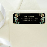 Gilded Greenery on Black Christmas Return Address Label<br><div class="desc">These gorgeous holiday return address labels feature festive boughs of gold leaves,  Christmas greenery,  and red holly berries on a modern black background. Perfect for your elegant winter wedding or Christmas cards.</div>