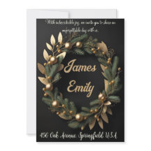 Gilded Greenery on Black | Wedding invitation