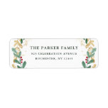 Gilded Greenery on White Christmas Return Address Label<br><div class="desc">These gorgeous holiday return address labels feature modern boughs of gold leaves,  Christmas greenery,  and red holly berries on a white background. Perfect for your elegant winter wedding or Christmas cards.</div>