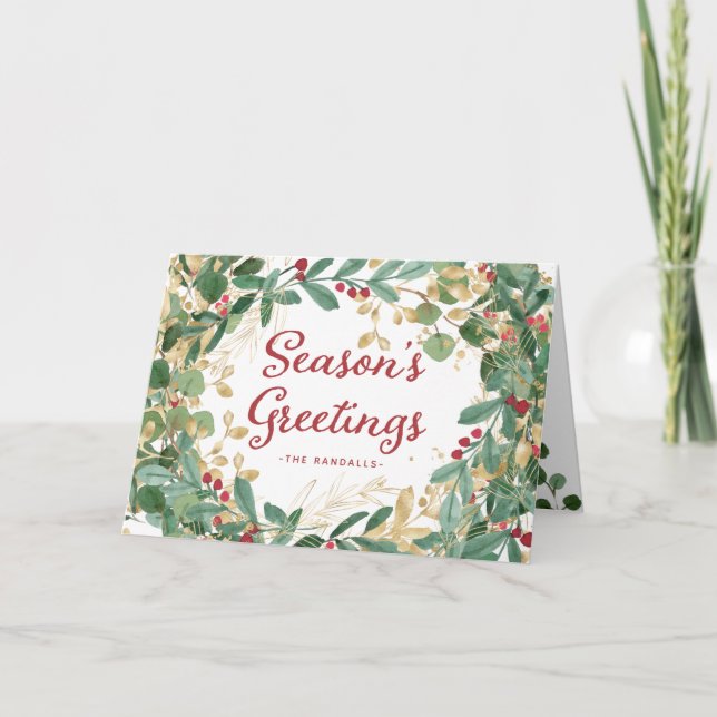 Gilded Greenery | Season's Greetings Holiday Card (Front)