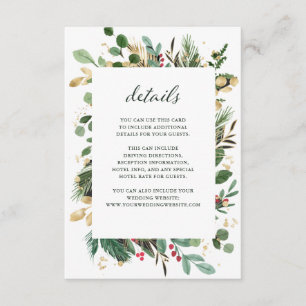 Gilded Greenery White Christmas Guest Details Enclosure Card