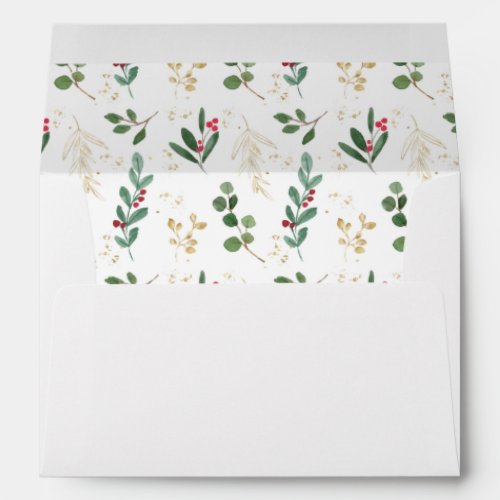 Gilded Greenery White  Christmas Holiday Pattern Envelope