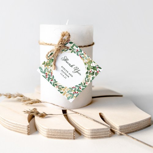Gilded Greenery White  Thank You Wedding Favor Tags