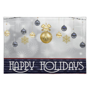 Gilded Greetings: A Sparkling Holiday Wish Cloth Placemat