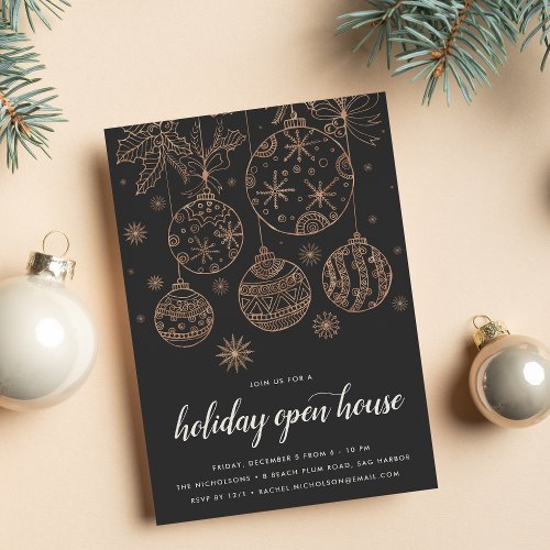 Gilded  Holiday Open House Party Invitation
