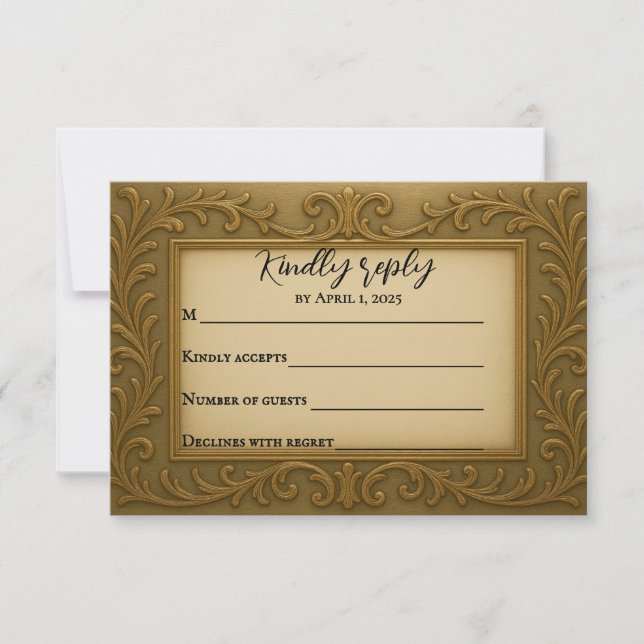 Gilded in Gold Wedding RSVP Card (Front)