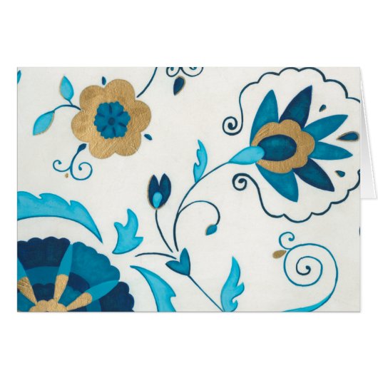 Gilded Indigo Flowers with White Background Cards (Front Horizontal)