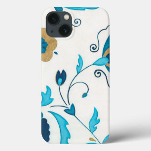 Gilded Indigo Flowers with White Background iPhone 13 Case