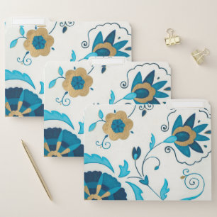 Gilded Indigo Flowers with White Background File Folder