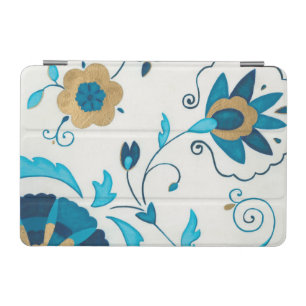 Gilded Indigo Flowers with White Background iPad Mini Cover
