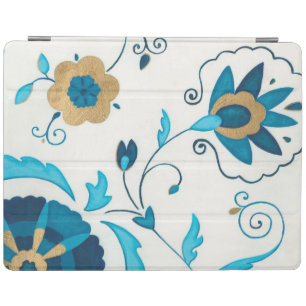 Gilded Indigo Flowers with White Background iPad Smart Cover