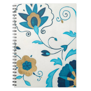 Gilded Indigo Flowers with White Background Notebook