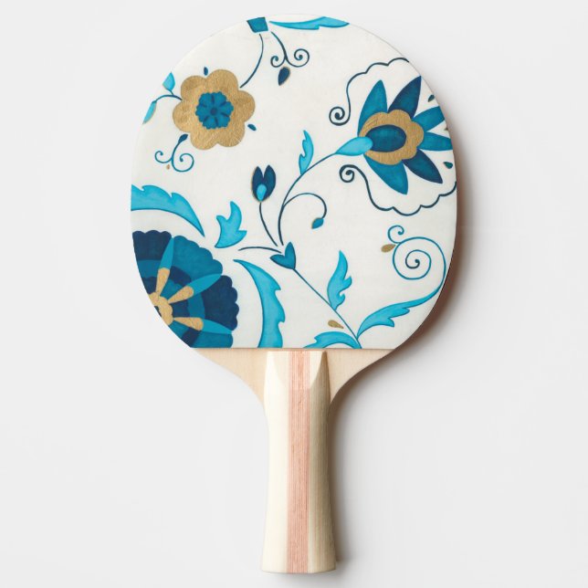 Gilded Indigo Flowers with White Background Ping-Pong Paddle (Front)