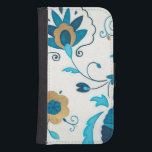 Gilded Indigo Flowers with White Background Wallet Phone Case For Samsung Galaxy S4<br><div class="desc">An Erica J. Vess original,  gilded indigo flowers rest on a white background. A simple,  subtle painting that anyone would love to receive as a gift!</div>