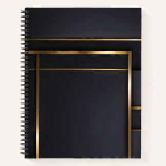 Gilded Intersections — Minimalist Black & Gold Notebook