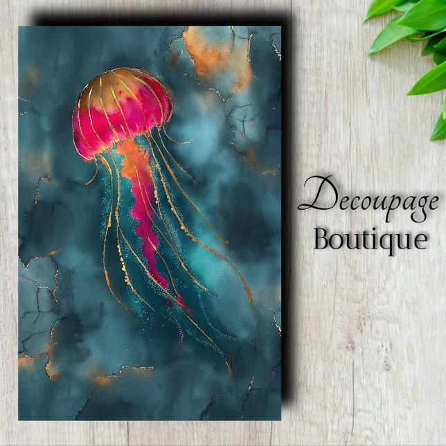 Gilded Jellyfish Decoupage Tissue Paper (Gilded Jellyfish Decoupage Tissue Paper)