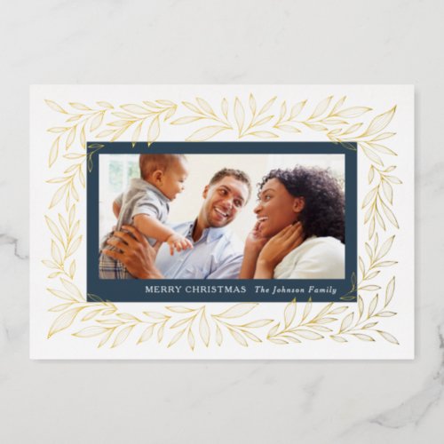 Gilded Leaves Instant Photo Frame Foil Holiday Card