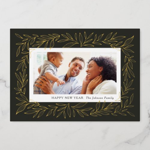 Gilded Leaves Instant Photo Frame Foil Holiday Card