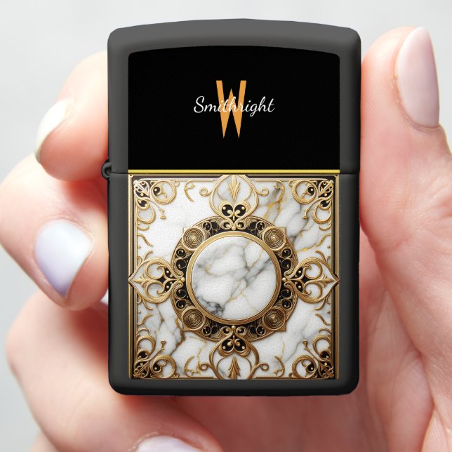 Gilded Marble Frame Zippo Lighter (In Hand)