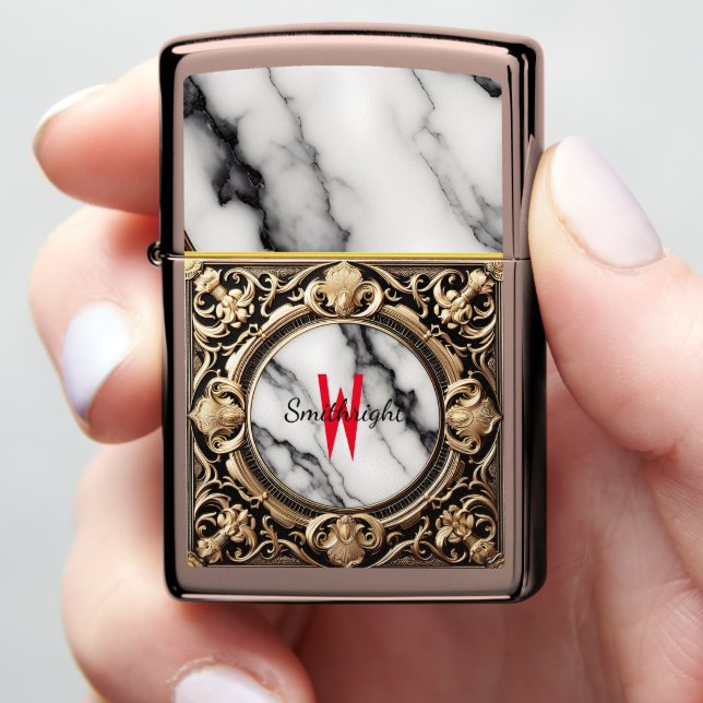 Gilded Marble Frame Zippo Lighter (In Hand)