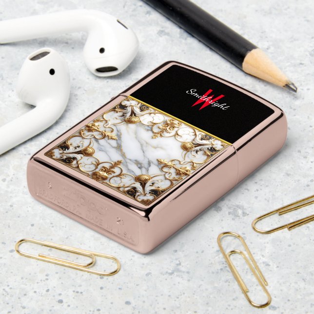 Gilded Marble Frame Zippo Lighter (On Table 2)