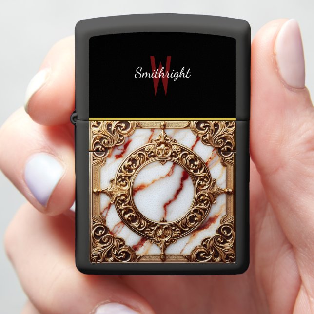Gilded Marble Frame Zippo Lighter (In Hand)