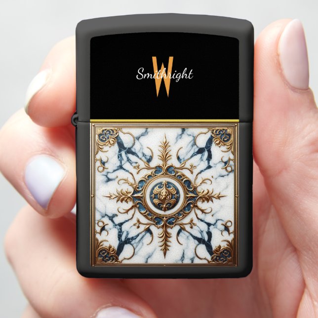 Gilded Marble Inlay Zippo Lighter (In Hand)