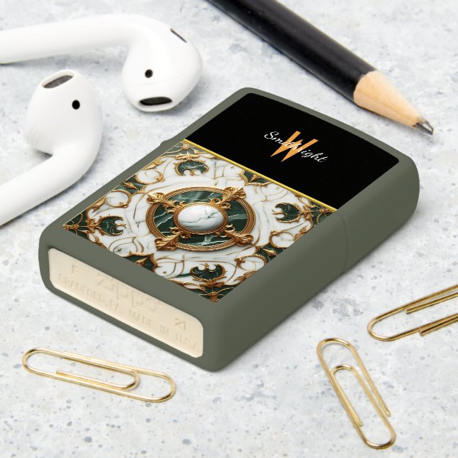 Gilded Marble Rosette Zippo Lighter (On Table 2)