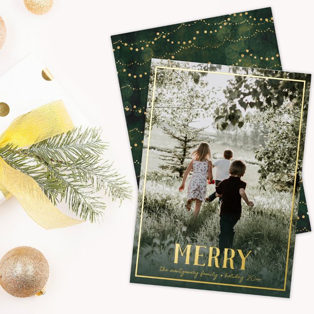 Gilded Merry Photo Foil Holiday Card (Creator Uploaded)