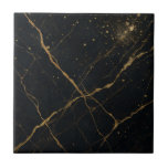 Gilded Midnight Marble Black & Gold  Ceramic Tile<br><div class="desc">custom tile</div>