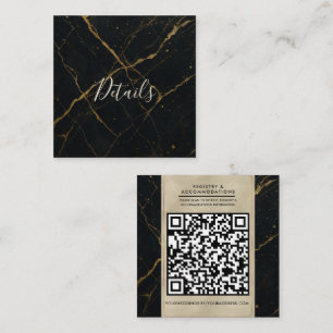 Gilded Midnight Marble Black & Gold Wedding Square Business Card