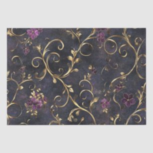 Gilded Midnight Orchid Botanical Tissue Paper