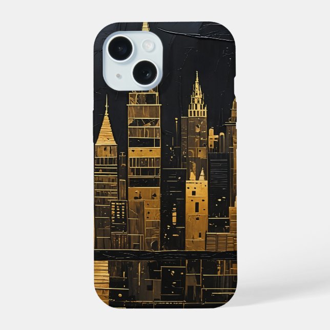 Gilded Midnight Skyline Iphone Case (Back)