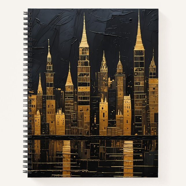 Gilded Midnight Skyline Notebook (Front)