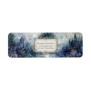Gilded Misty Fairytale Castle Landscape Label