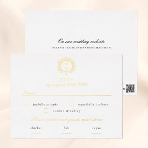 Gilded Monogram RSVP Wedding Enclosure Card