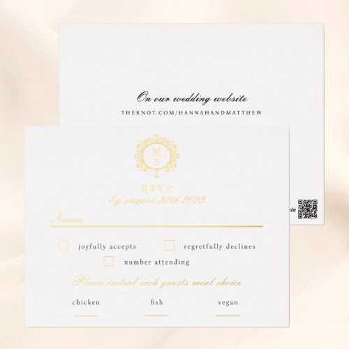 Gilded Monogram RSVP Wedding Enclosure Card