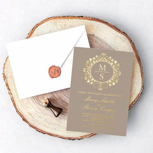 Gilded Monogram Wedding Invitations