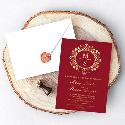 Gilded Monogram Wedding Invitations