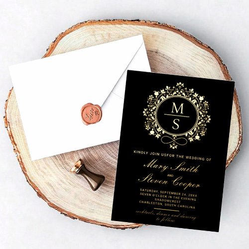 Gilded Monogram Wedding Invitations