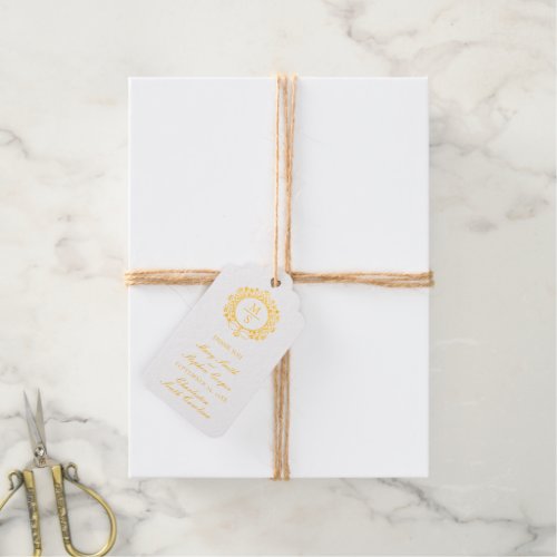Gilded Monogram Wedding Thank you Foil Gift Tags