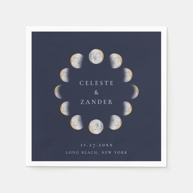 Gilded Moon Phases Napkins (Front)