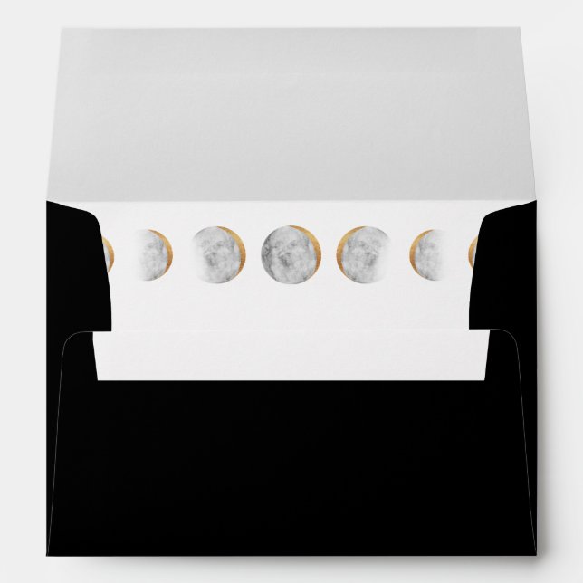 Gilded Moon Phases Return Address Envelope (Back (Bottom))
