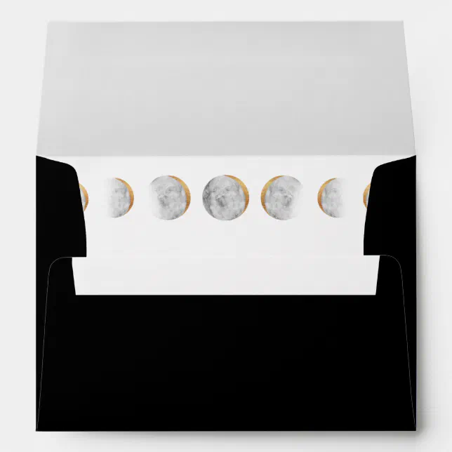 Gilded Moon Phases Return Address Envelope | Zazzle