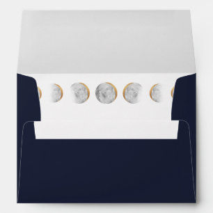 Gilded Moon Phases Return Address Envelope
