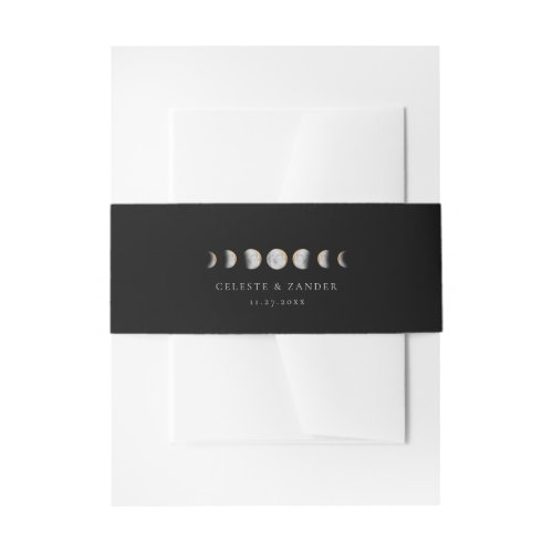 Gilded Moon Phases Wedding Invitation Belly Band