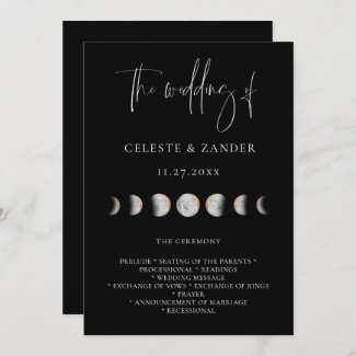 Gilded Moon Phases Wedding Program