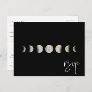 Gilded Moon Phases Wedding RSVP Song Request Invitation Postcard
