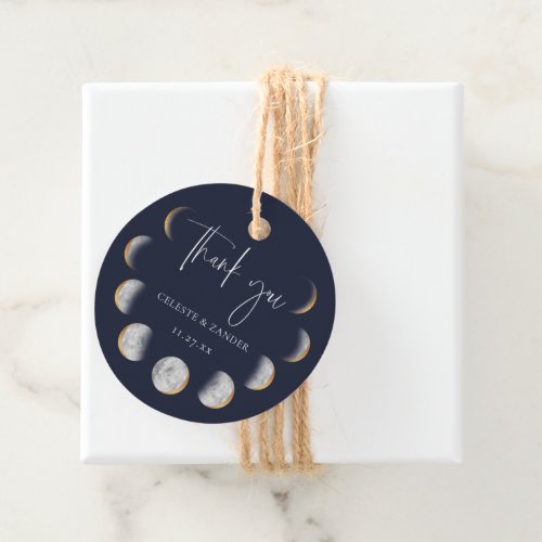 Gilded Moon Phases Wedding Thank You Favor Tags